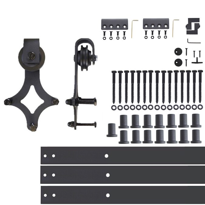 HOMACER 216-in Rustic Black Indoor Diamond Single Barn Door Hardware Kit