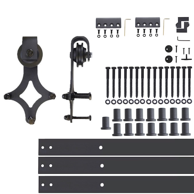 HOMACER 240-in Rustic Black Indoor Diamond Single Barn Door Hardware Kit