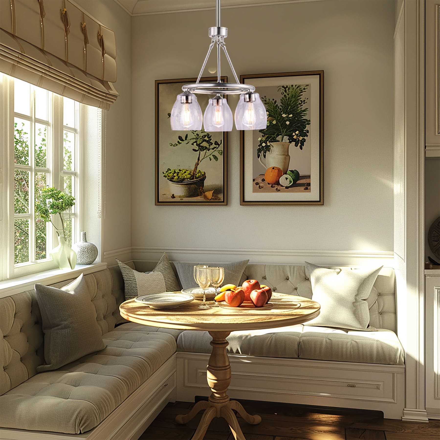 Winsley 3 -Light Brushed Nickel Transitional For Use in Bedrooms, Dining Rooms, Foyers, Kitchens, Living Rooms Chandelier