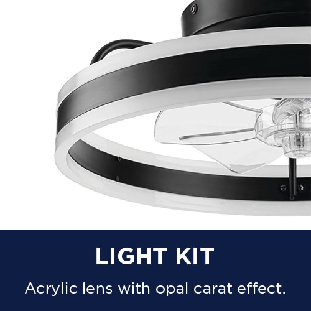 Edenmore 20-in Color-Changing Integrated LED Flush Mount Matte Black with Clear Blades Fandelier Ceiling Fan With Light - Remote Included ( 5 -Blade ) - Image 2