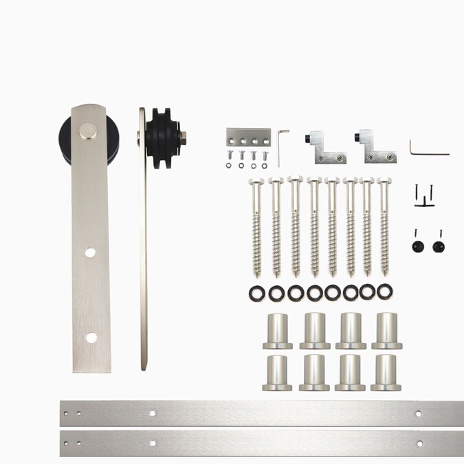 HOMACER 132-in Brushed Nickel Indoor I-strap Single Barn Door Hardware Kit