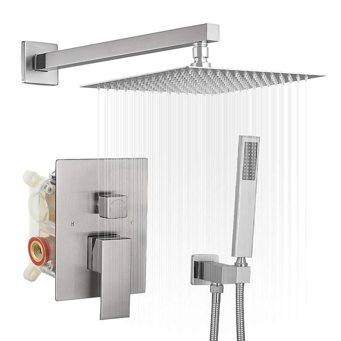 Parrot Uncle Brushed Nickel 10-in Waterfall Built-In Shower Faucet System with 2-way Diverter (Valve Included)