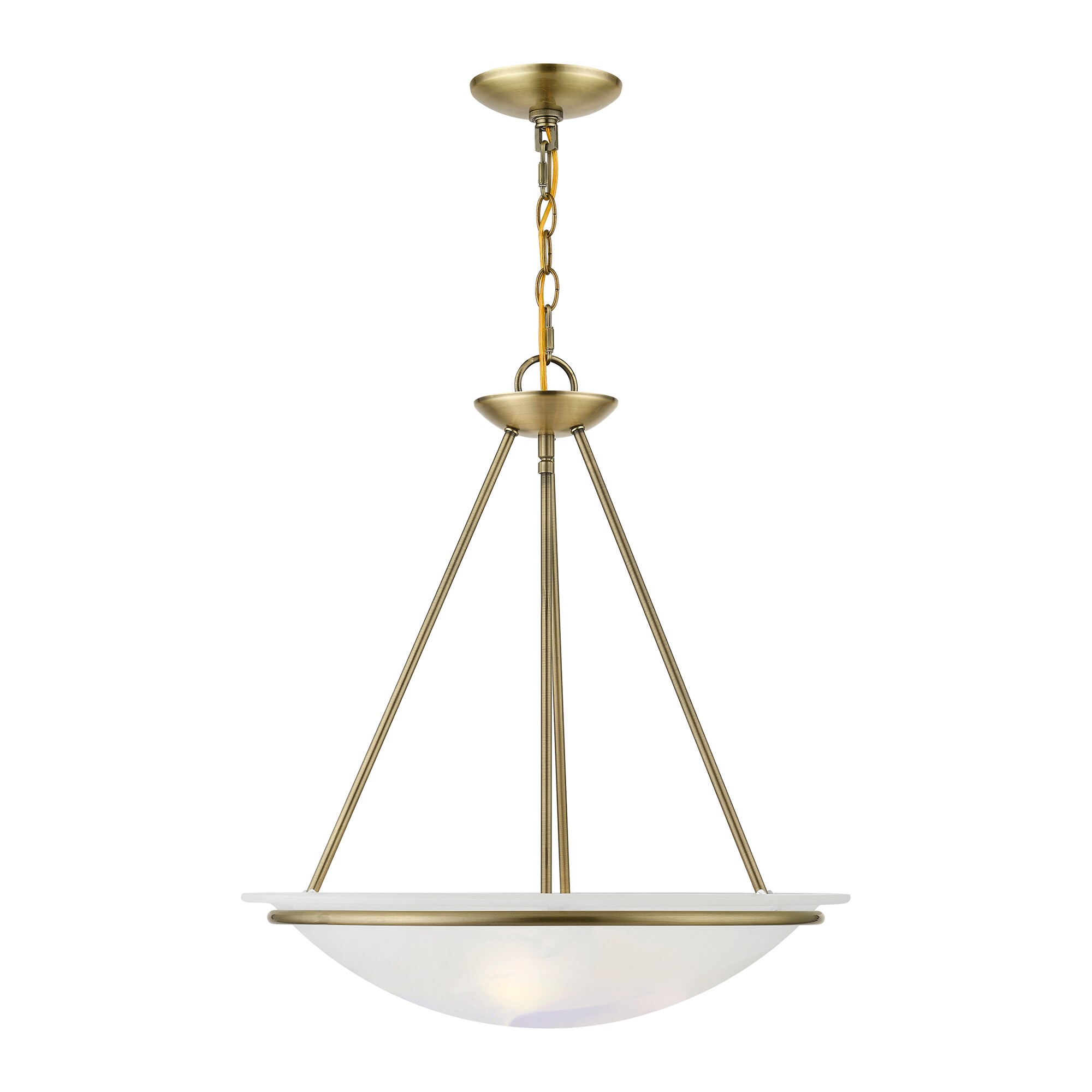 Newburgh 3 -Light Antique Brass Transitional Alabaster glass Bowl Medium Hanging Pendant light
