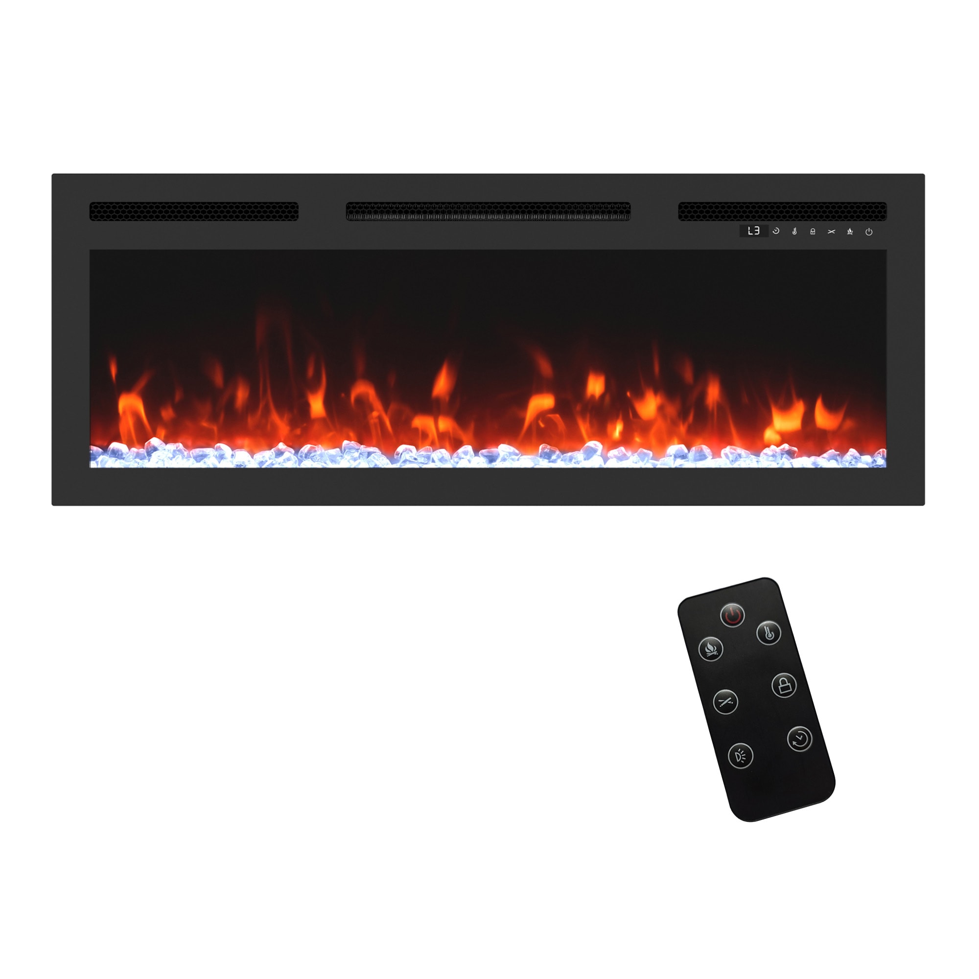 36-Inches W Black Wall mount Infrared quartz Wall-mount Electric Fireplace with Remote Control Included