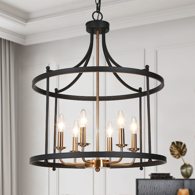 LNC Trounifer 6-Light Matte Black Modern/Contemporary Dry rated Chandelier