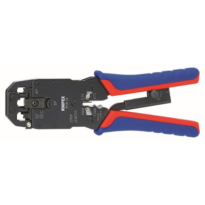 KNIPEX Red 8.2-in Crimping Pliers for Electrical Applications - Chrome Vanadium Steel, Comfort Grip Handle, Includes Length Cutter and Dismantling Knife