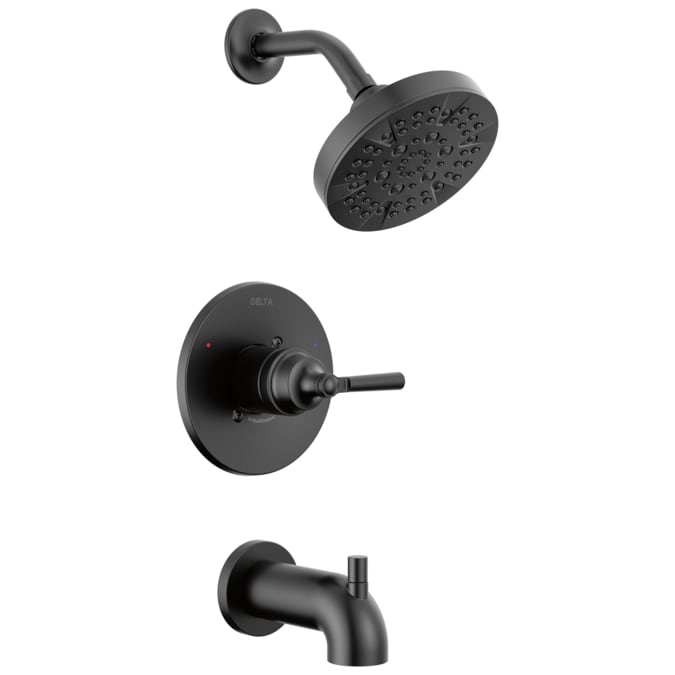 Delta Saylor Matte Black 1-handle Multi-function Round Bathtub and Shower Faucet