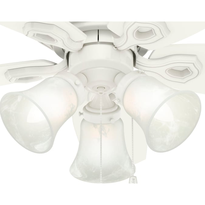 Hunter Builder Low Pro 42-in Snow White with Snow White/Light Oak Blades LED Indoor Flush Mount Ceiling Fan with Light (5-Blade) - Image 10