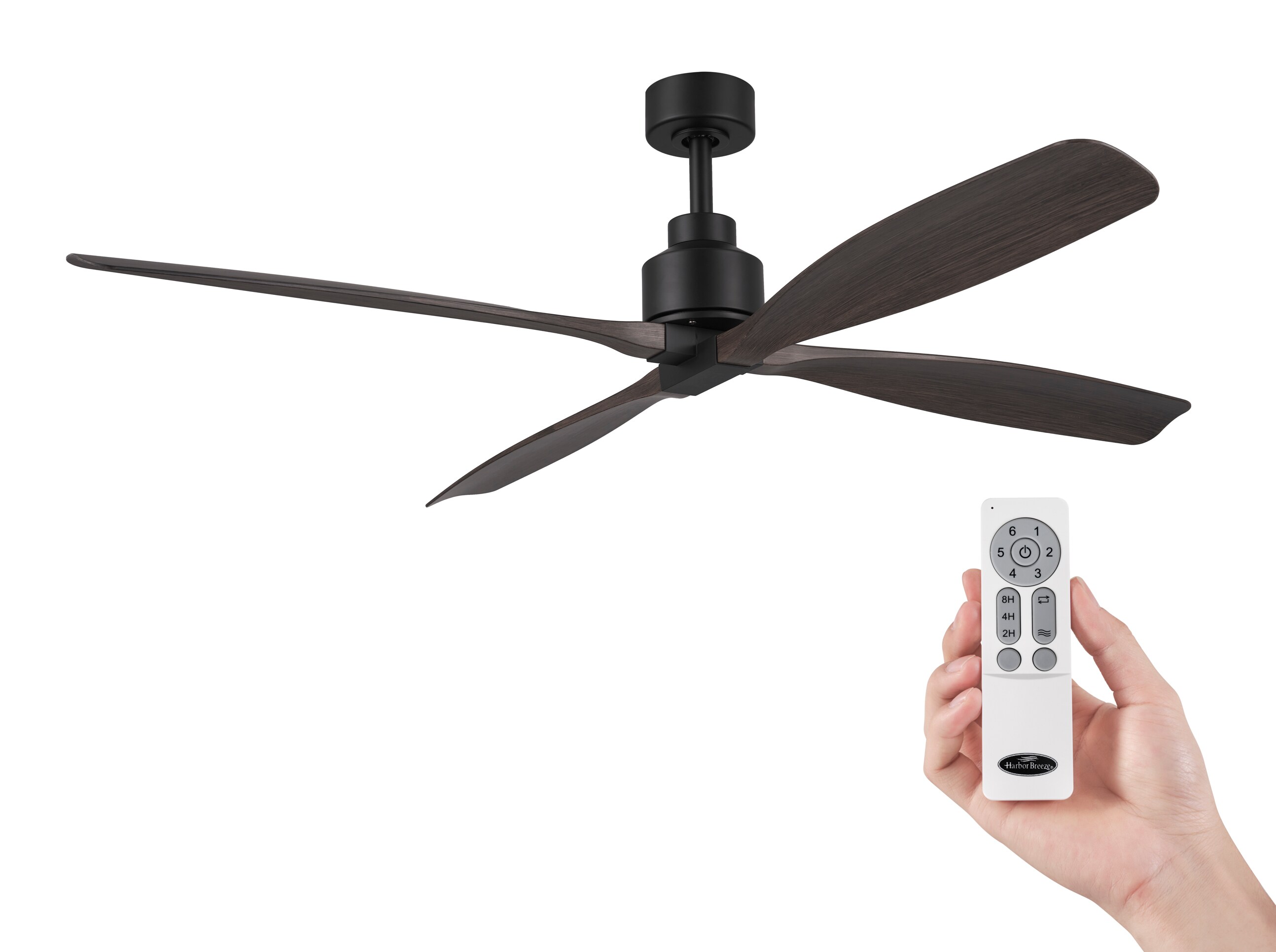 Shorehaven 56-in Outdoor Matte Black with Dark Teak Blades Ceiling Fan Without Light - Remote Included ( 4 -Blade ) - Image 2