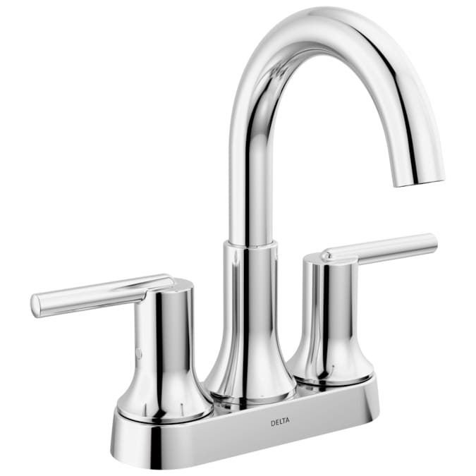 Delta Trinsic Chrome 4-in centerset 2-Handle WaterSense Bathroom Sink Faucet with Drain and Deck Plate
