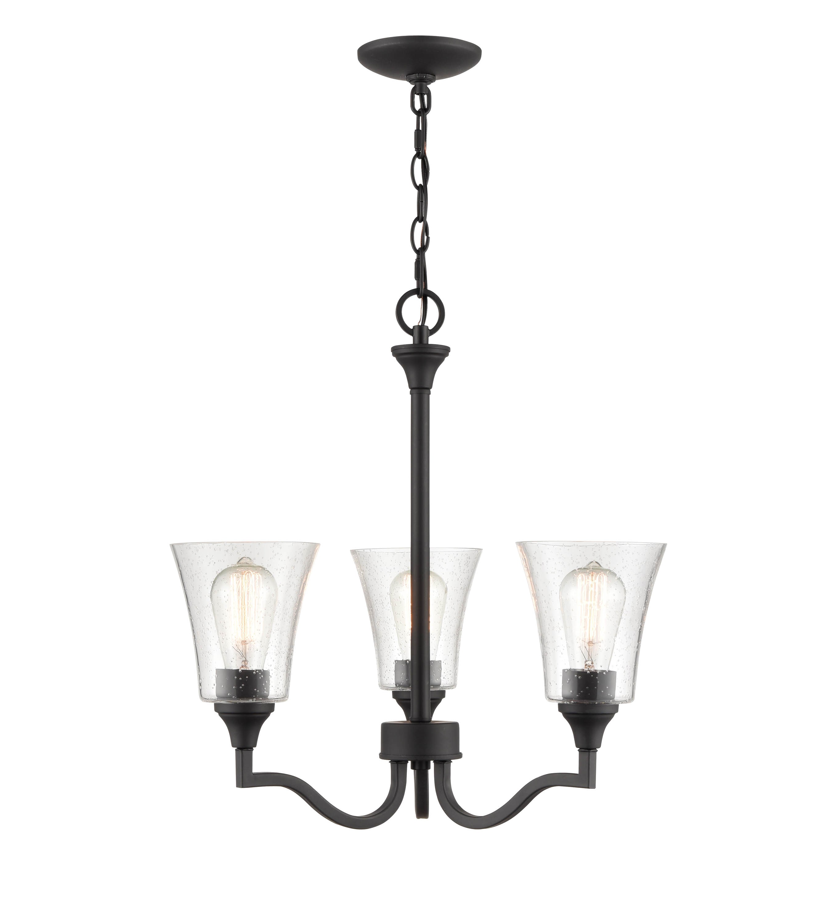 Caily 3 -Light Matte Black Traditional For Use in Bedrooms, Dining Rooms, Foyers, Kitchens, Living Rooms Chandelier