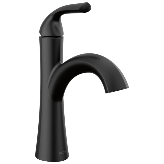 Delta Eldren Matte Black Single Hole 1-Handle WaterSense Bathroom Sink Faucet with Drain and Deck Plate