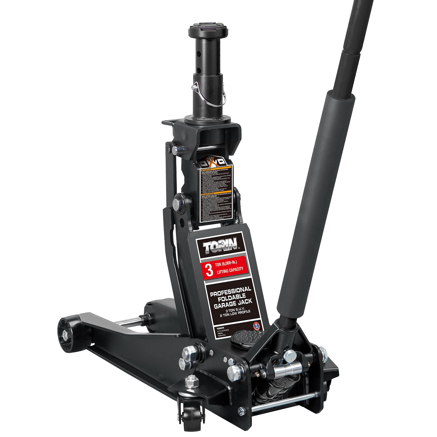 Black 3-Ton Steel Manual Floor jack