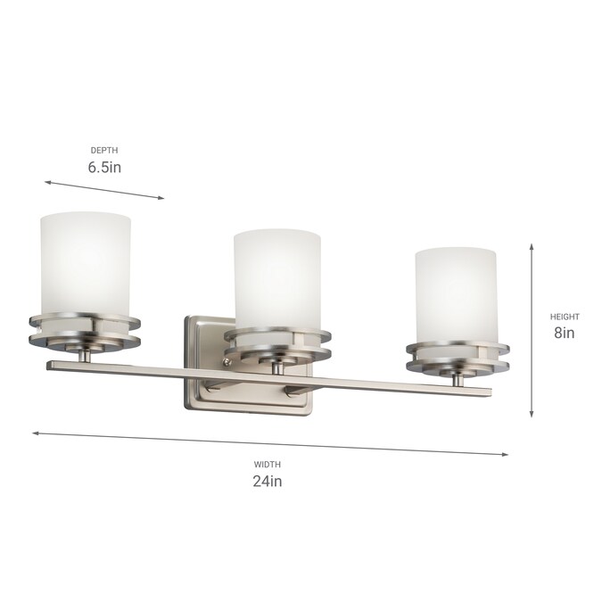 Kichler Hendrik 24-in 3-Light Brushed Nickel Modern/Contemporary Vanity Light - Image 4