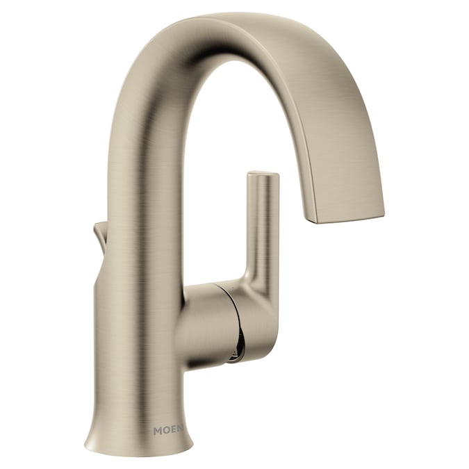 Moen Doux Brushed Nickel Single Hole 1-Handle WaterSense Bathroom Sink Faucet with Drain and Deck Plate