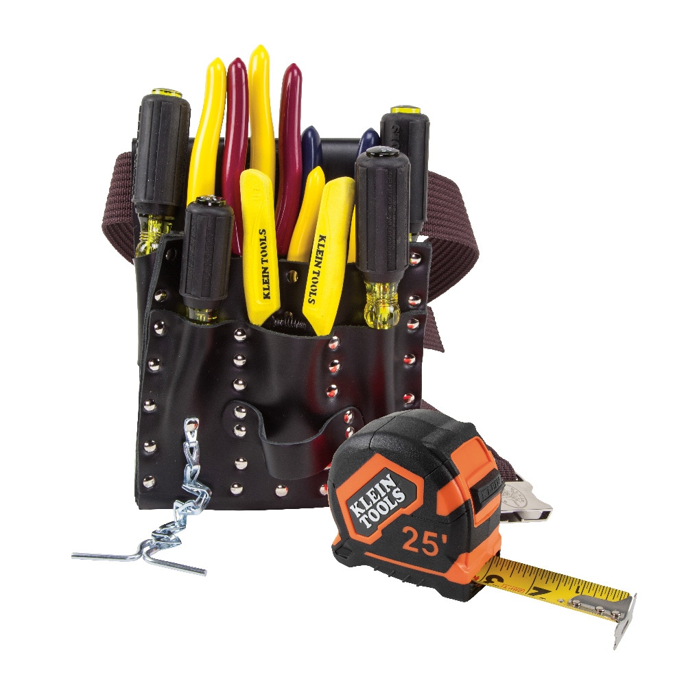 Tool Set with Tool Belt and Leather Pouch, 12-Piece