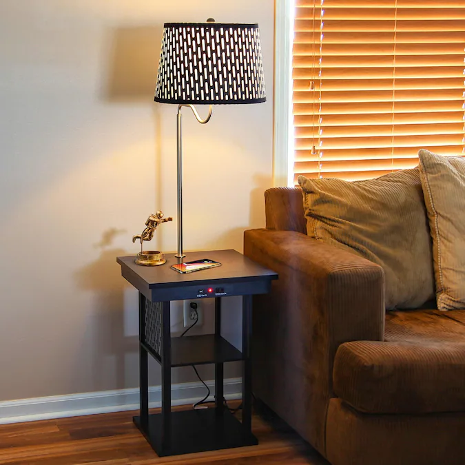 Brightech 56-in Classic Black LED Rotary Socket LED Table Lamp with Fabric Shade