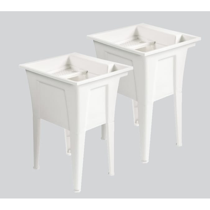 RuggedTub 24.25-in x 22-in 1-Basin White Freestanding Utility Tub