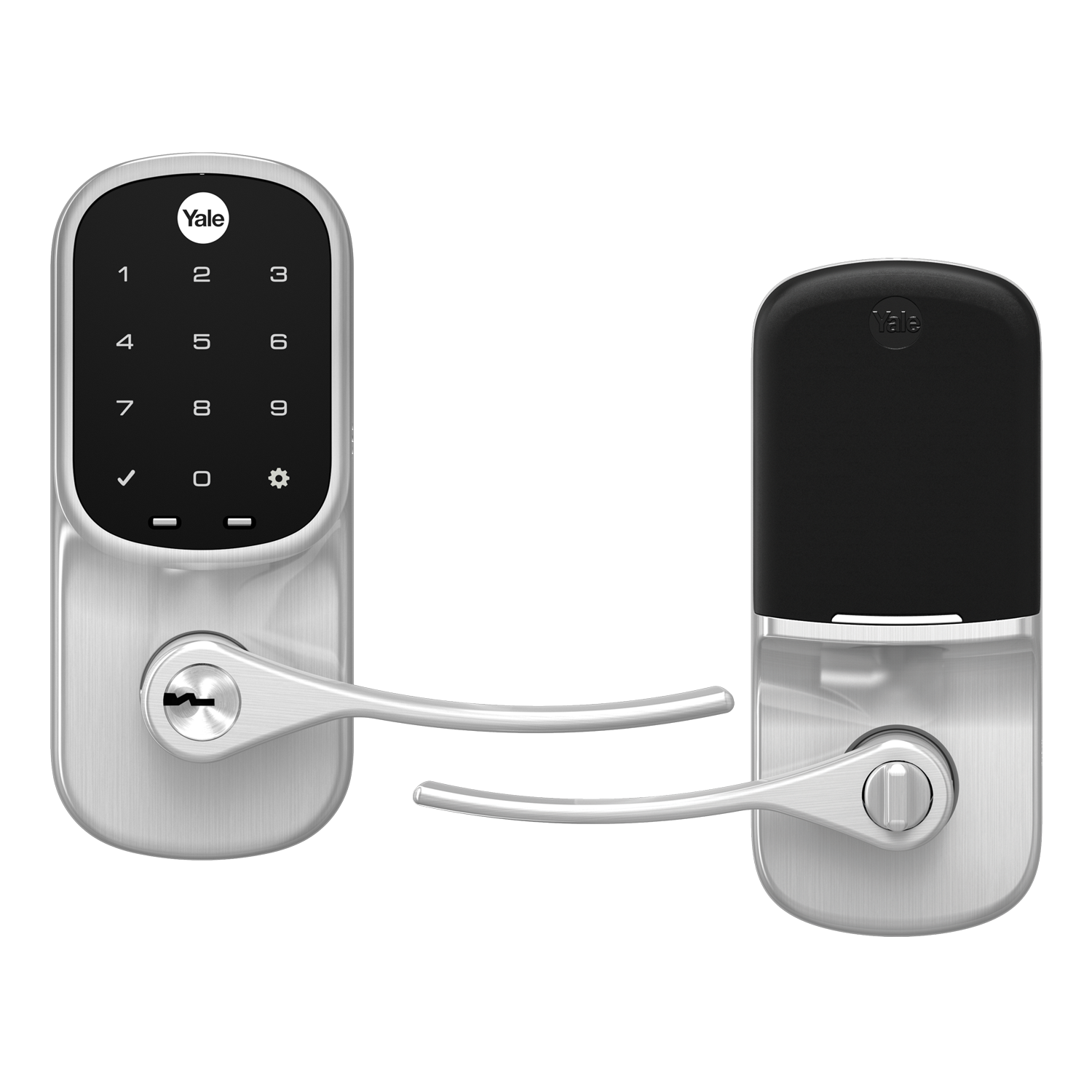 Assure Lock Smart Lever Keypad with Wi-Fi Satin Nickel Smart Lock Electronic Handle with Wifi Bluetooth and Keypad