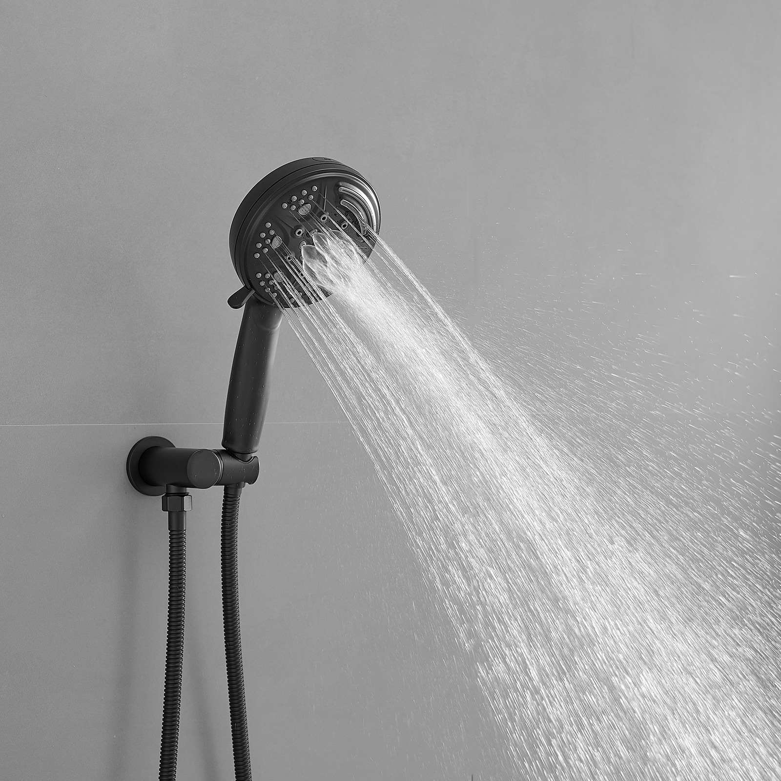 Matte Black 1-handle Multi-function 13.58-in Round Shower Faucet with Valve - Image 7