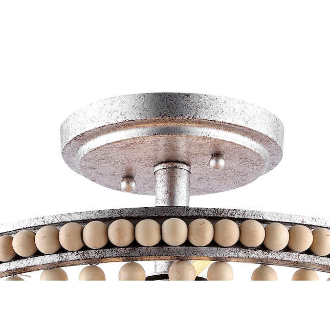 JONATHAN Y Allie Wood Bead/Iron Bohemian Farmhouse 1-Light Antique Nickel LED Semi mount light - Image 10