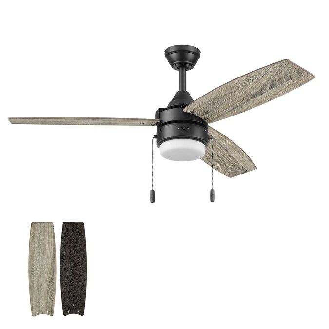 Honeywell Berryhill 48-in Matte Black with Rough Pine Blades Color-changing Integrated LED Indoor Ceiling Fan with Light (3-Blade)