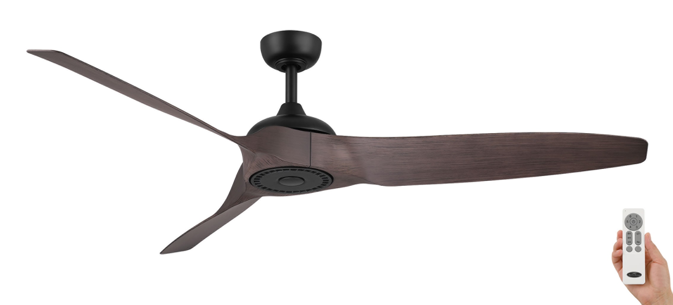Milroy 52-in Outdoor Matte Black with Dark Brown Blades Ceiling Fan Without Light - Remote Included ( 3 -Blade ) - Image 2