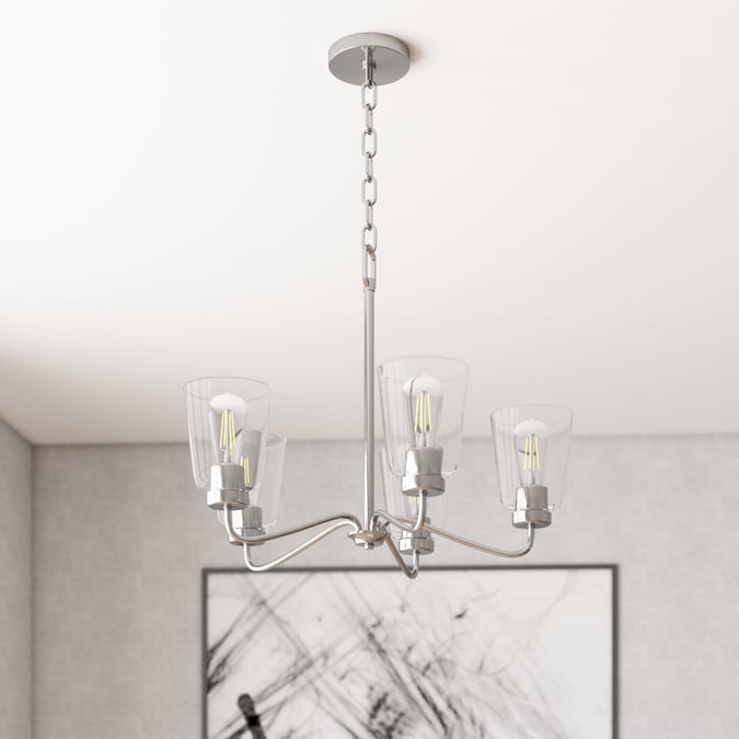 Project Source Traywick 5-Light Brushed Nickel Transitional LED Dry rated Chandelier