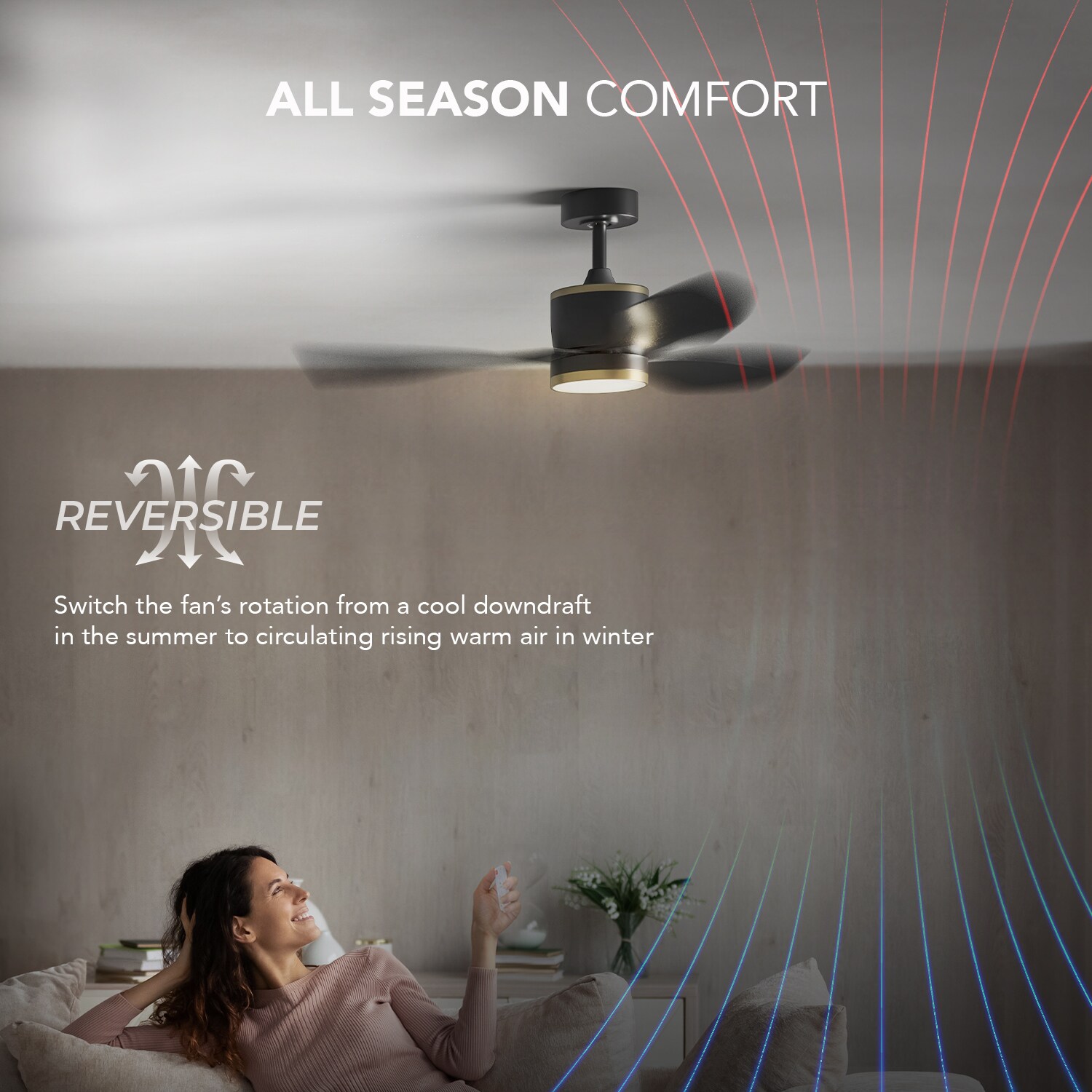 48-in Color-Changing Integrated LED Smart Black with Matte Blades - Remote Included ( 3 -Blade ) - Image 5