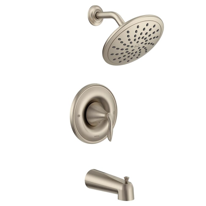 Moen Eva Brushed Nickel 1-handle Single Function Round Bathtub and Shower Faucet (Valve Not Included)