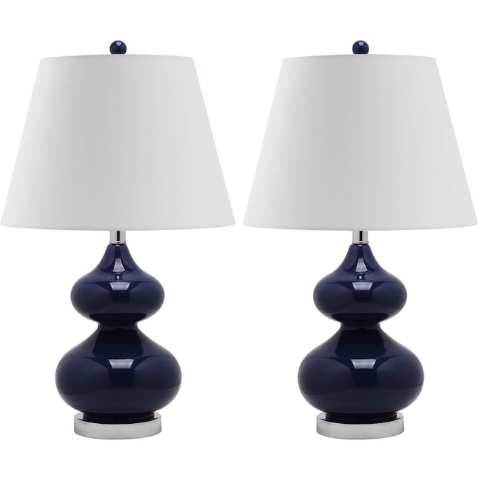 Safavieh Eva Modern/Contemporary Medium Base (e-26) Lamp Set with Off-white Shades