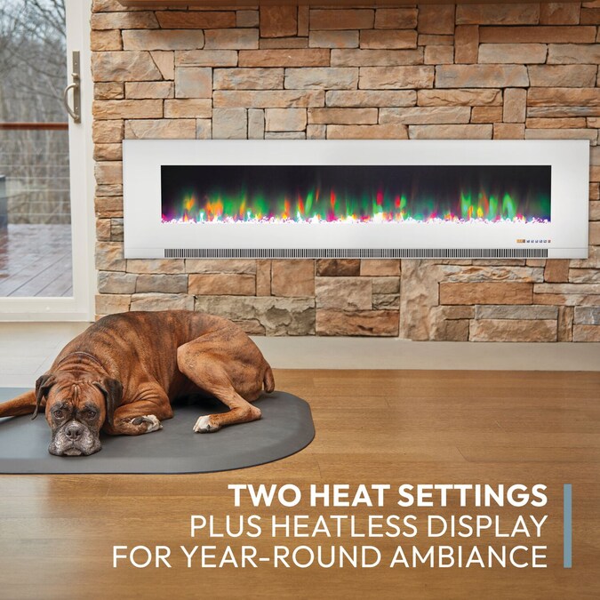 Cambridge 78-in W White Fan-forced Wall-mount Electric Fireplace with Remote Control Included - Image 4