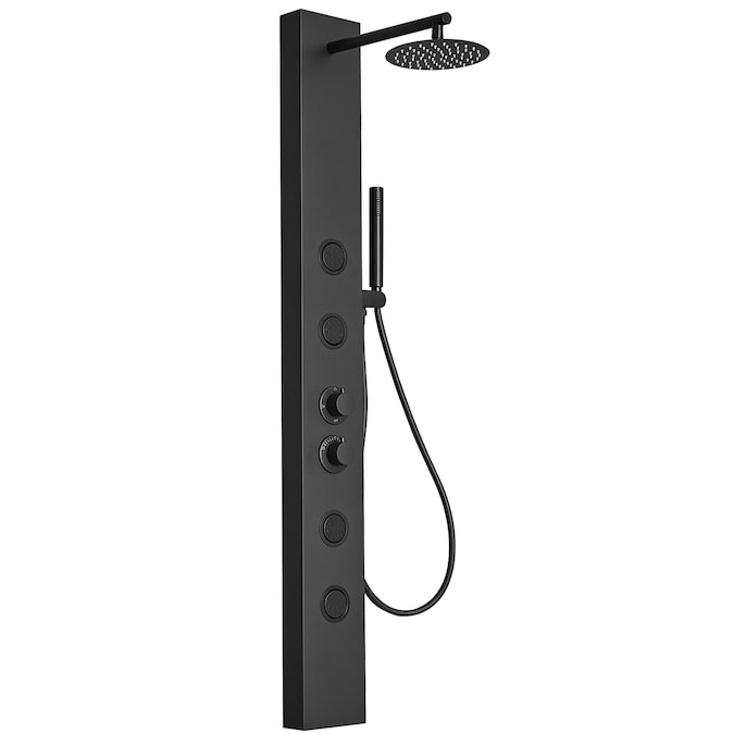 BWE Matte Black 8-in Shower Tower System with 3-way Diverter (Valve Included)