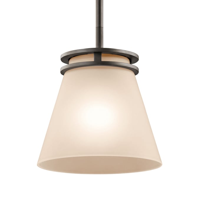 Kichler Hendrik Olde Bronze Transitional Etched Glass Cone Mini Hanging Pendant Light