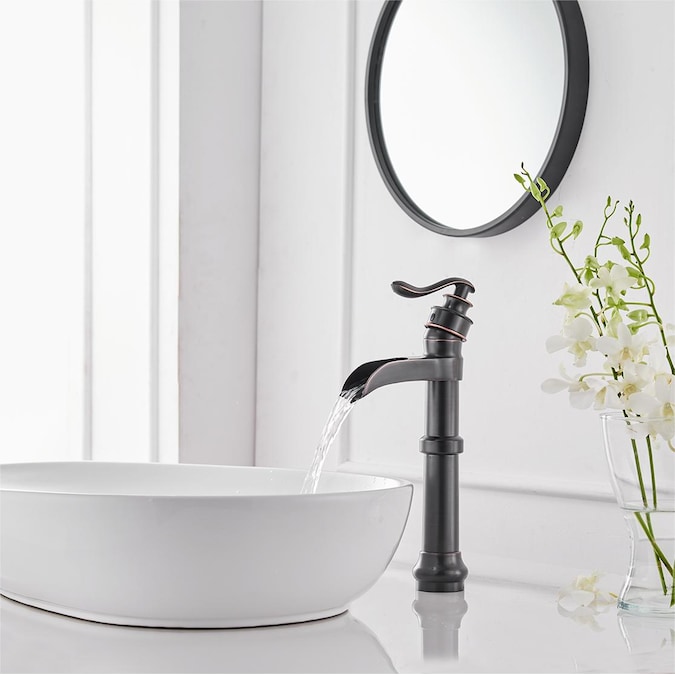 BWE Oil Rubbed Bronze Vessel 1-Handle WaterSense Waterfall Bathroom Sink Faucet with Drain - Image 2