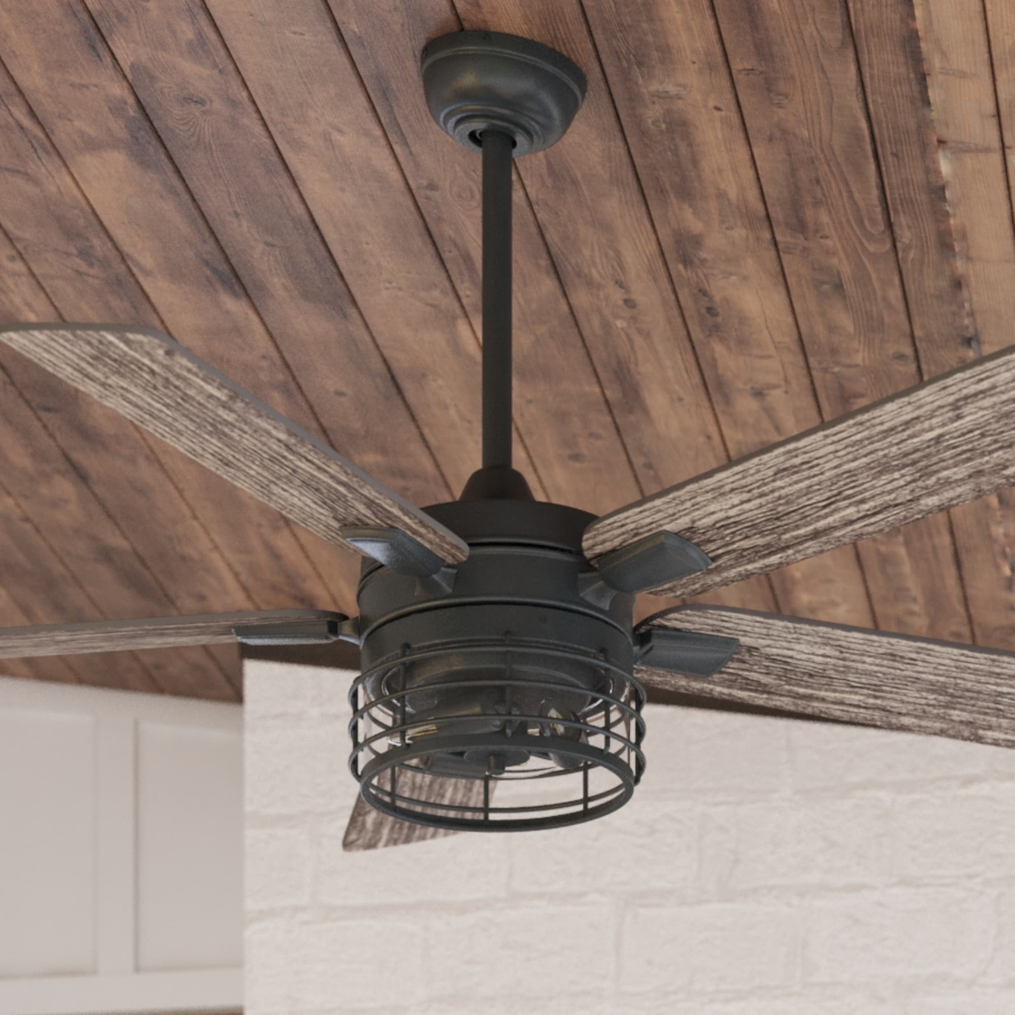 Lindholm 52-in Outdoor Matte Black with Mocha/Espresso Blades Ceiling Fan With Light - Remote Included ( 5 -Blade ) - Image 13