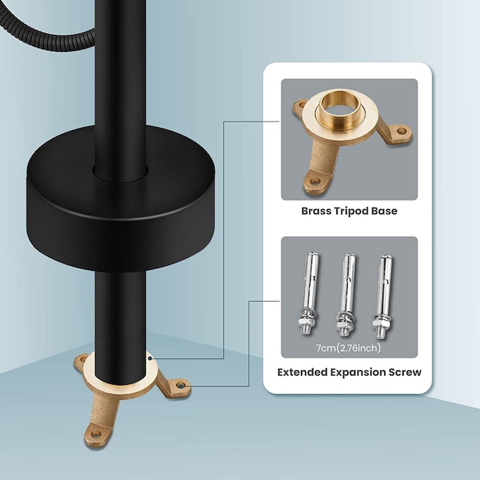 BWE Matte Black 2-handle Freestanding High-arc Bathtub Faucet with Hand Shower (Valve Included) - Image 6