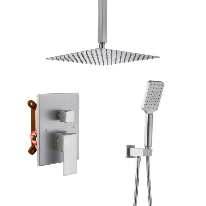 CASAINC Brushed Nickel 12-in Built-In Shower Faucet System with 2-way Diverter (Pressure-balanced Valve Included)