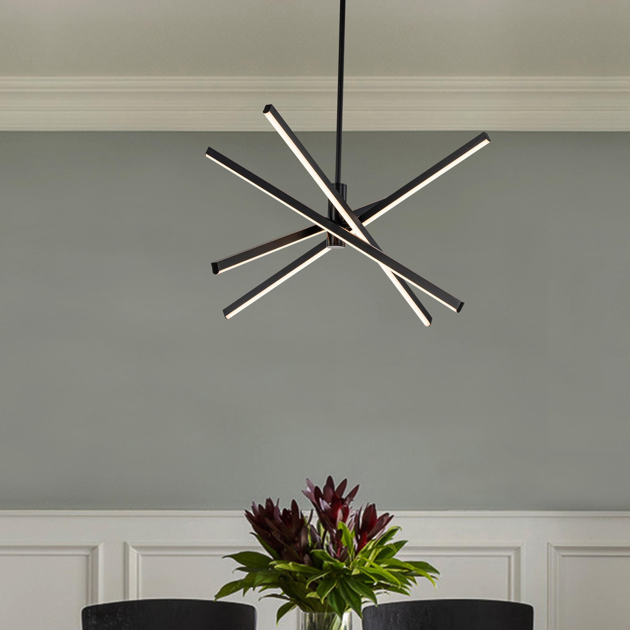 4 -Light Black Modern/contemporary Sputnik Integrated LED Medium Hanging Pendant light