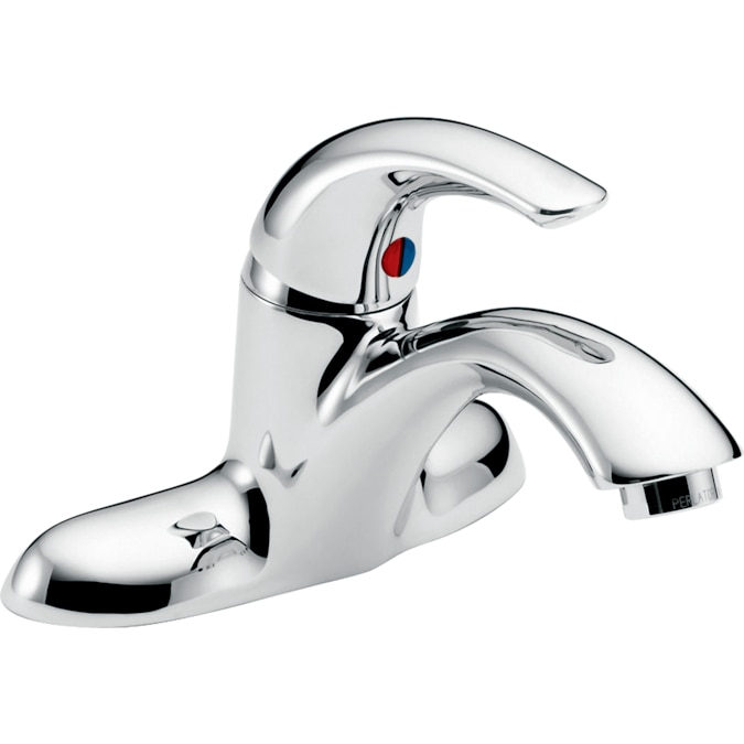 Delta Commercial Chrome 4-in centerset 1-Handle WaterSense Bathroom Sink Faucet with Deck Plate