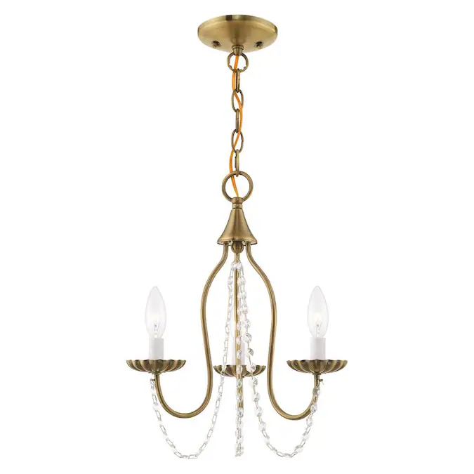 Livex Lighting Alessia 3-Light Antique Brass Traditional Damp Rated Chandelier