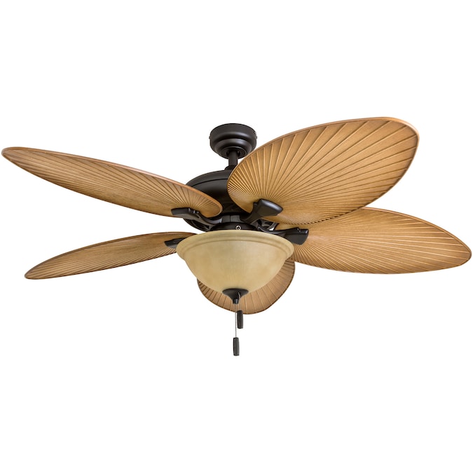 Honeywell Palm valley 52-in Bronze LED Indoor/Outdoor Downrod or Flush Mount Ceiling Fan with Light (5-Blade)