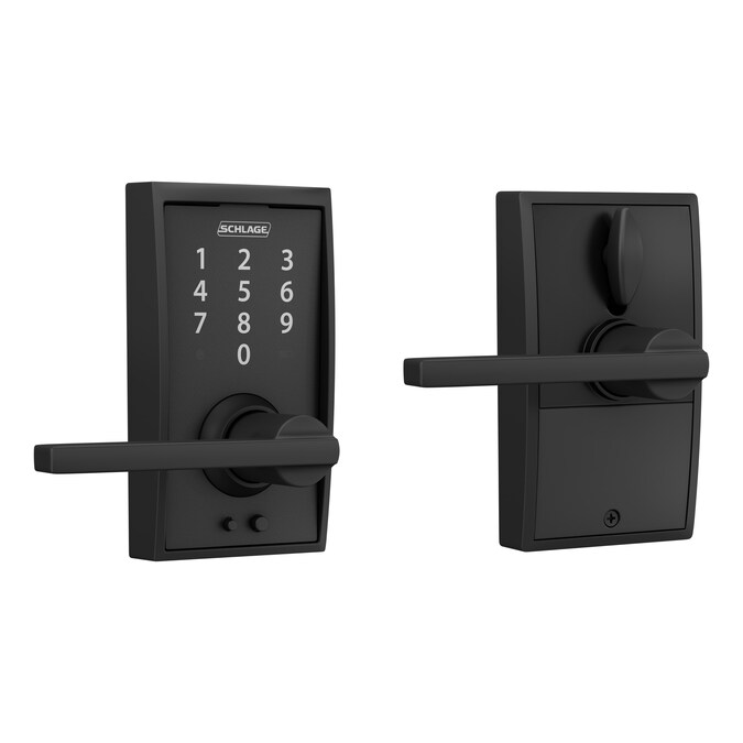 Schlage Touch Century-Latitude Matte Black Electronic Handle Touchscreen Keypad