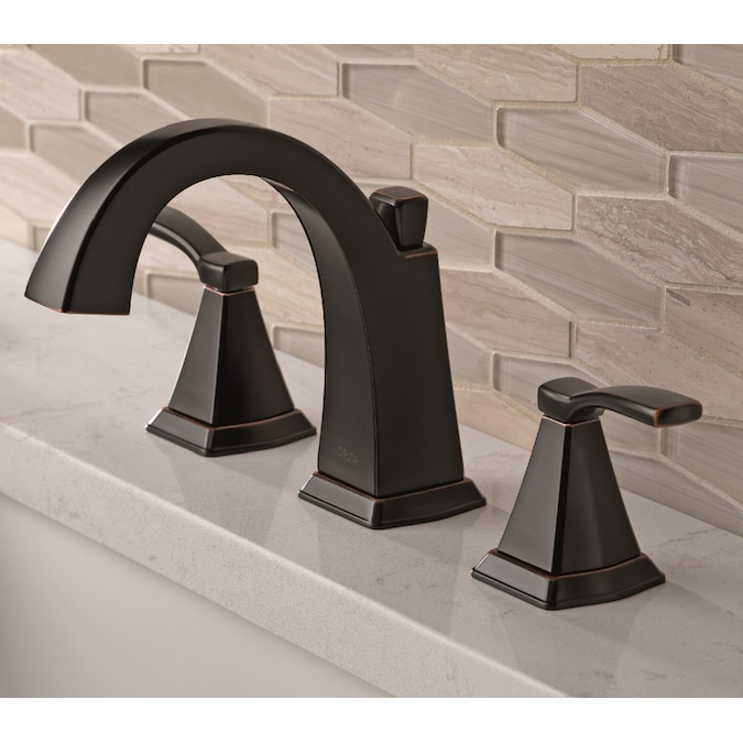 Delta Flynn Oil Rubbed Bronze Widespread 2-Handle WaterSense Bathroom Sink Faucet with Drain