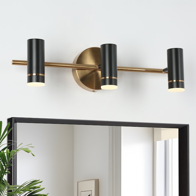 ZEVNI Daron 24-in 3-Light Matte Black LED Modern/Contemporary Vanity Light Bar