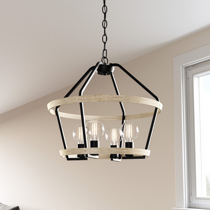 Quoizel Sumpter 4-Light Matte Black Transitional Lantern Medium Hanging Pendant Light
