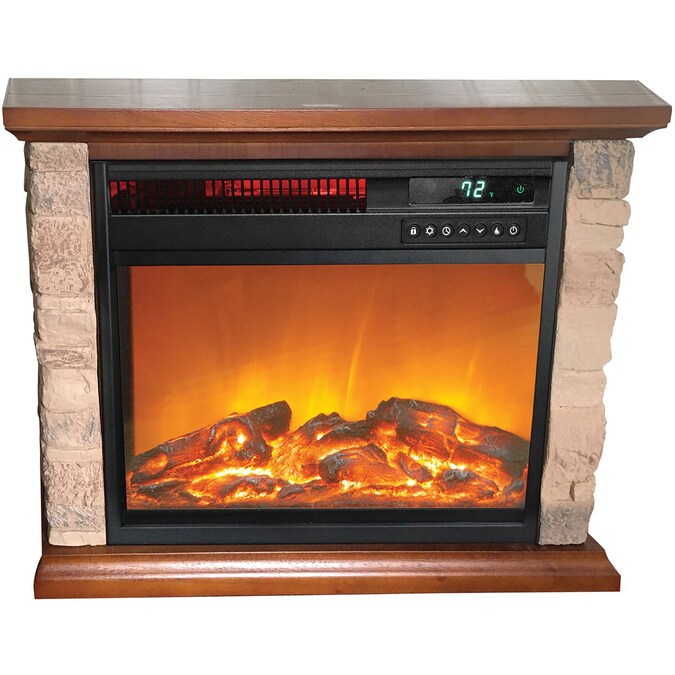 Lifesmart 23.6-in W Brown TV Stand with Infrared Quartz Corner or Flat Wall Electric Fireplace