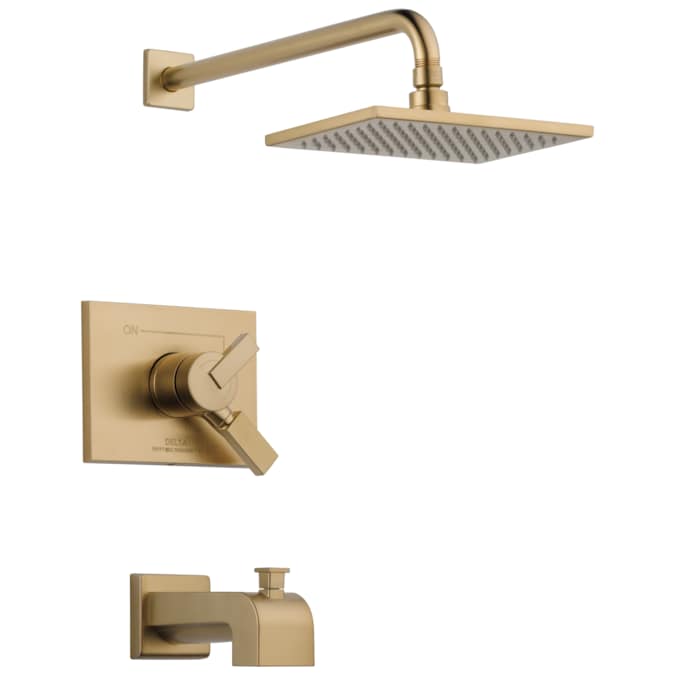 Delta Vero Champagne Bronze 2-handle Single Function Square Bathtub and Shower Faucet