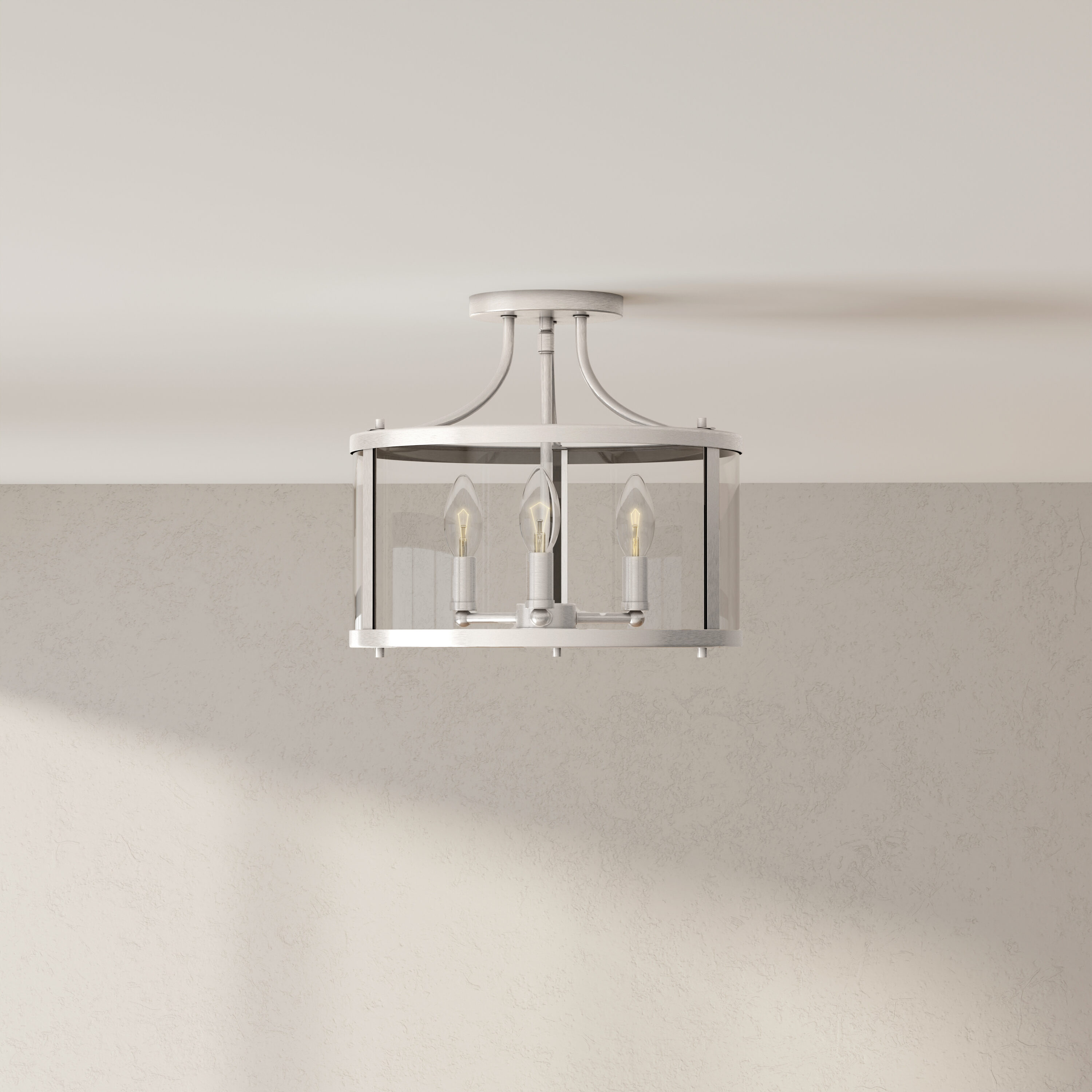 Gilliam 3 -Light 13-in Brushed Nickel Semi Flush Mount Light