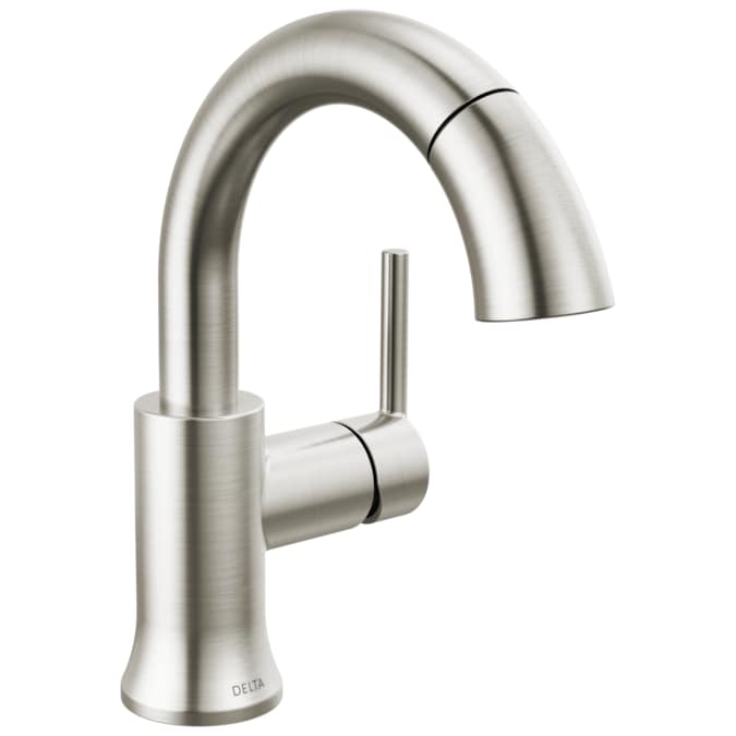 Delta Trinsic Stainless Single Hole 1-Handle WaterSense Pull-down Bathroom Sink Faucet with Drain